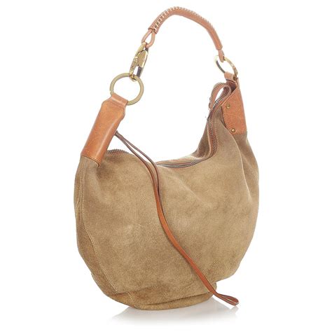 gucci brown suede hobo bag